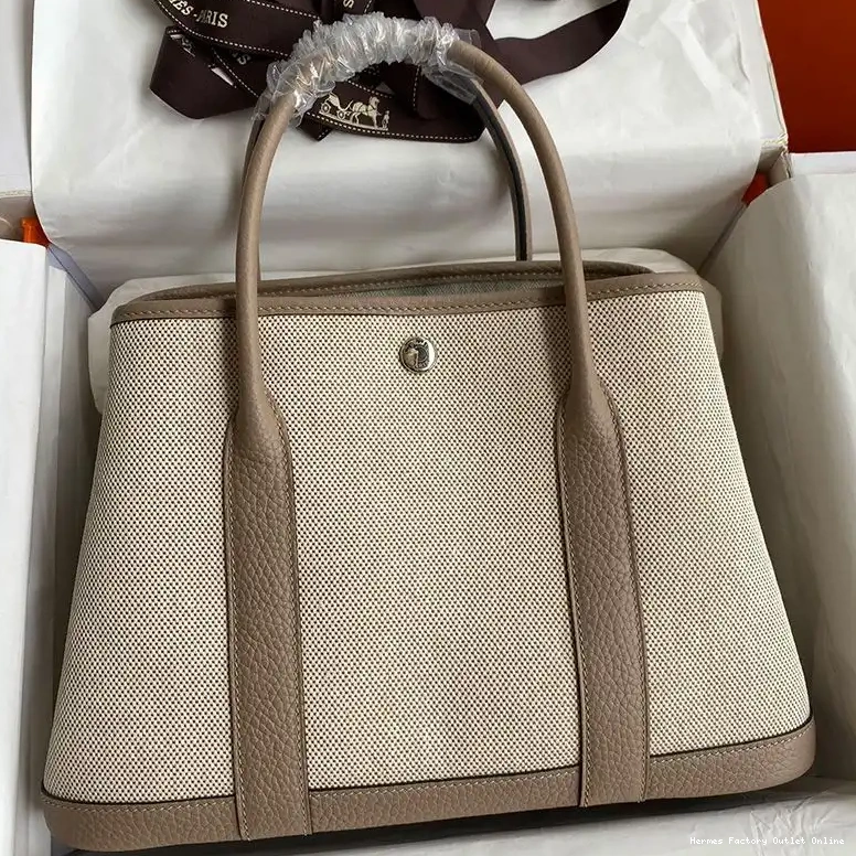 Hermes Grey Bag Canvas Party In Palladium Hardware Garden 0421